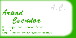 arpad csendor business card